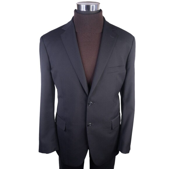 Pronto Uomo Mens 2-Buttn  Black Blazer Wool Sport Coat Suit Jacket 44R - Picture 2 of 13
